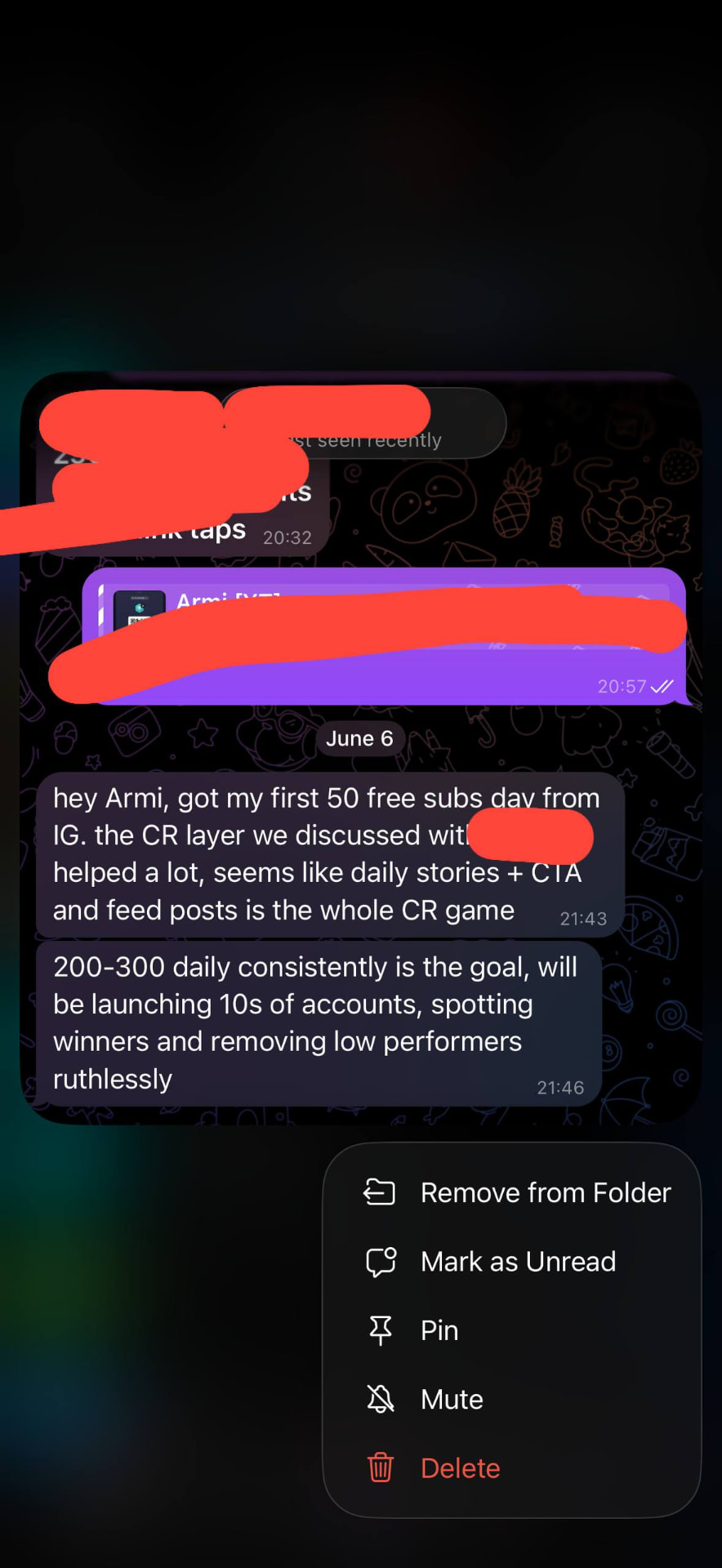 Operator getting their first 50 free subscribers a day from Instagram